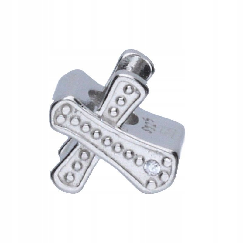 Stříbrný přívěsek 925 na náramky s rhodiovaným křížkem, bílá zirkon 2.63 g