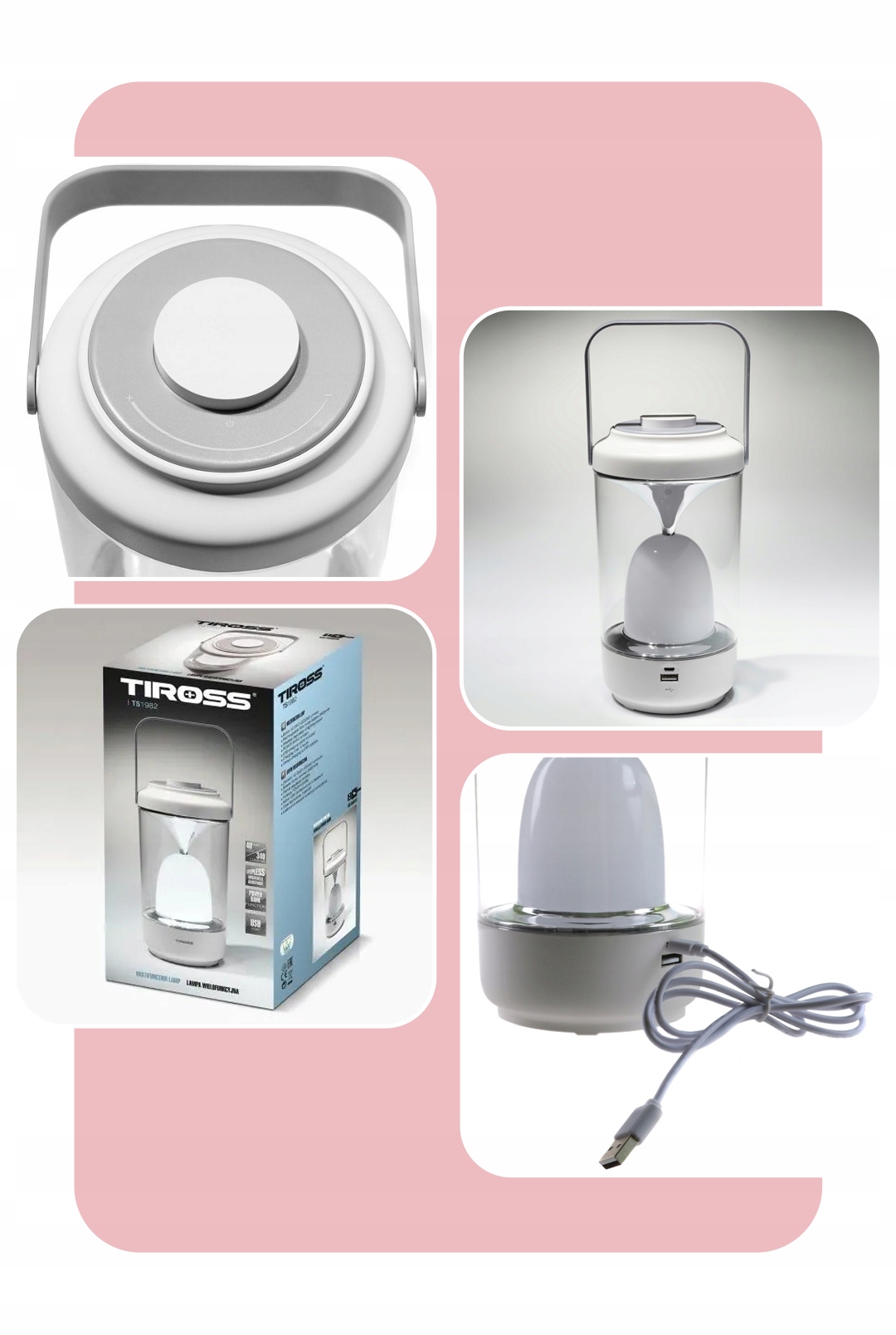 LAMPA KEMPINGOWA AKUMULATOROWA Z FUNKCJĄ POWERBANK TIROSS TS1982 BIAŁY Liczba diod 40