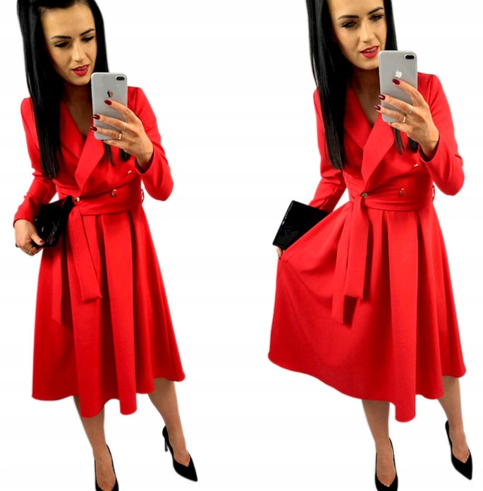 Elegantní Šaty S Obálkovým Výstřihem Červená M