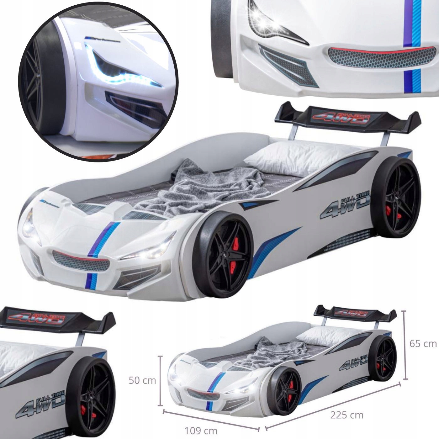 

Łóżko Artnico Gt 1 Eco Car Bed światła Led białe