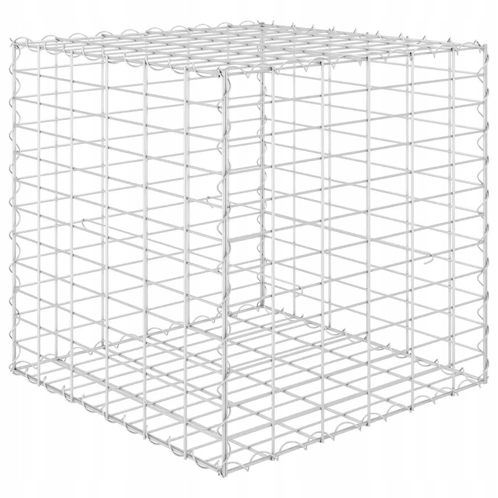 Gabionový květináč stříbrný, ocelový drát, 60x60x60 cm