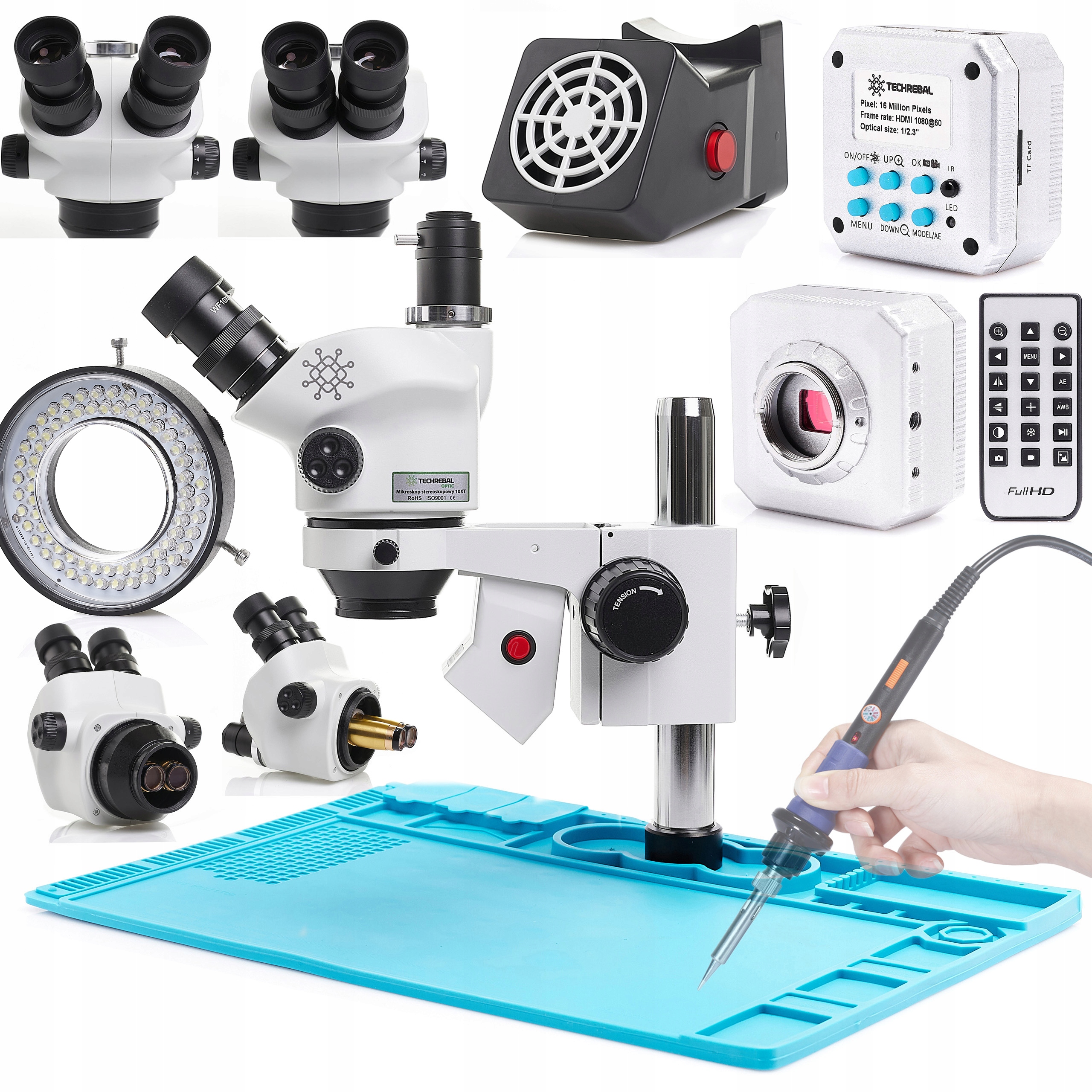Optický Mikroskop Techrebal Kamera 16 Mp Osvětlení 72 X Led Odsávání Par