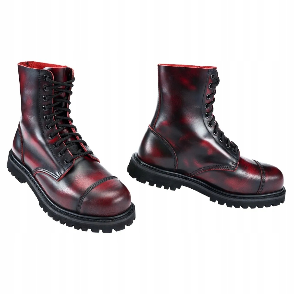 Kožené boty Brandit Kanady Rub Off Phantom 10 Dziurek Burgundy Red 44
