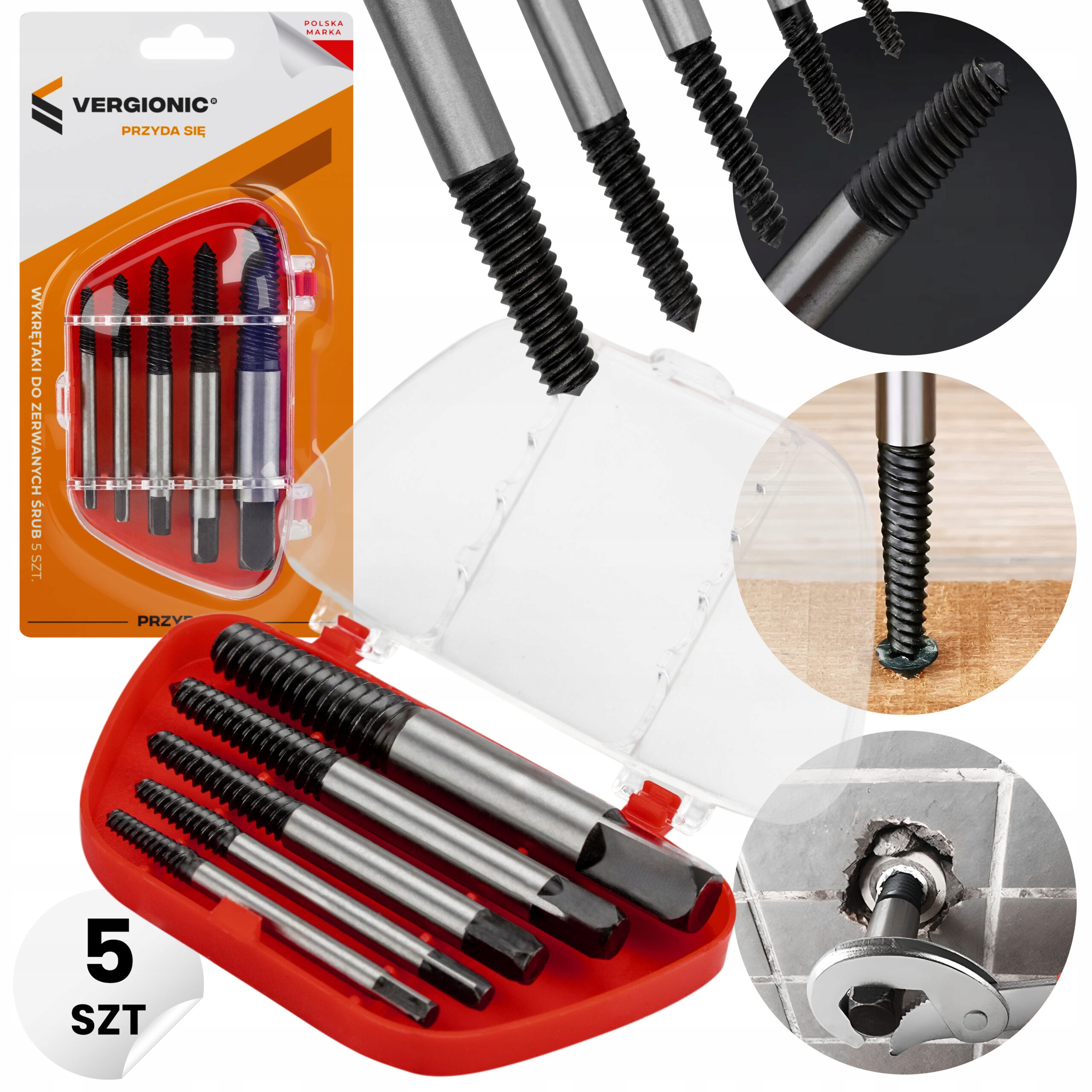 Zestaw Wykrętaki Do Urwanych Zerwanych Śrub Nasadek Szpilek 5SZT