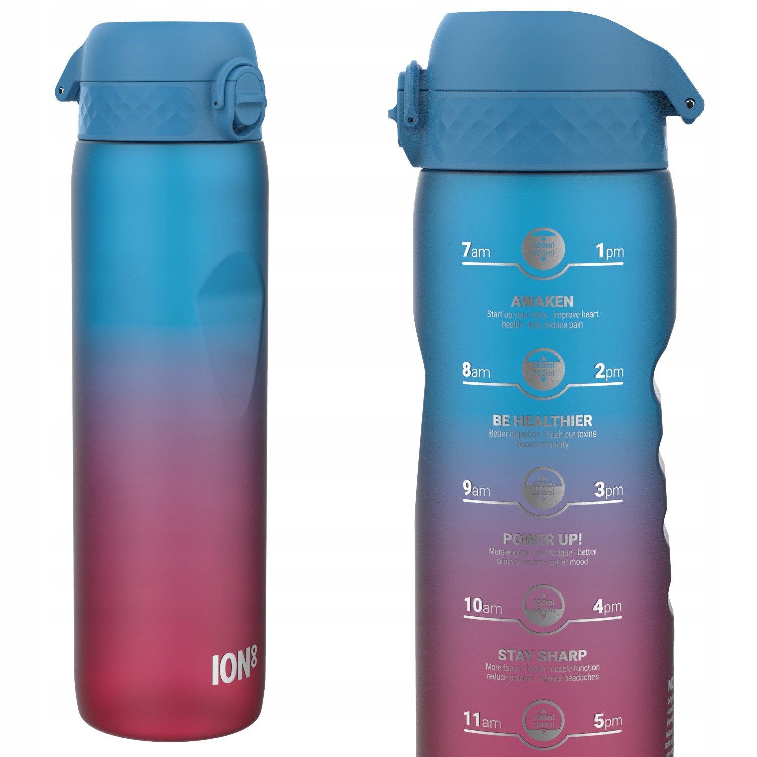 Duży Bidon Atest Pzh- Motivator Miarka Motywująca Do Picia Wody ION8 1 Litr