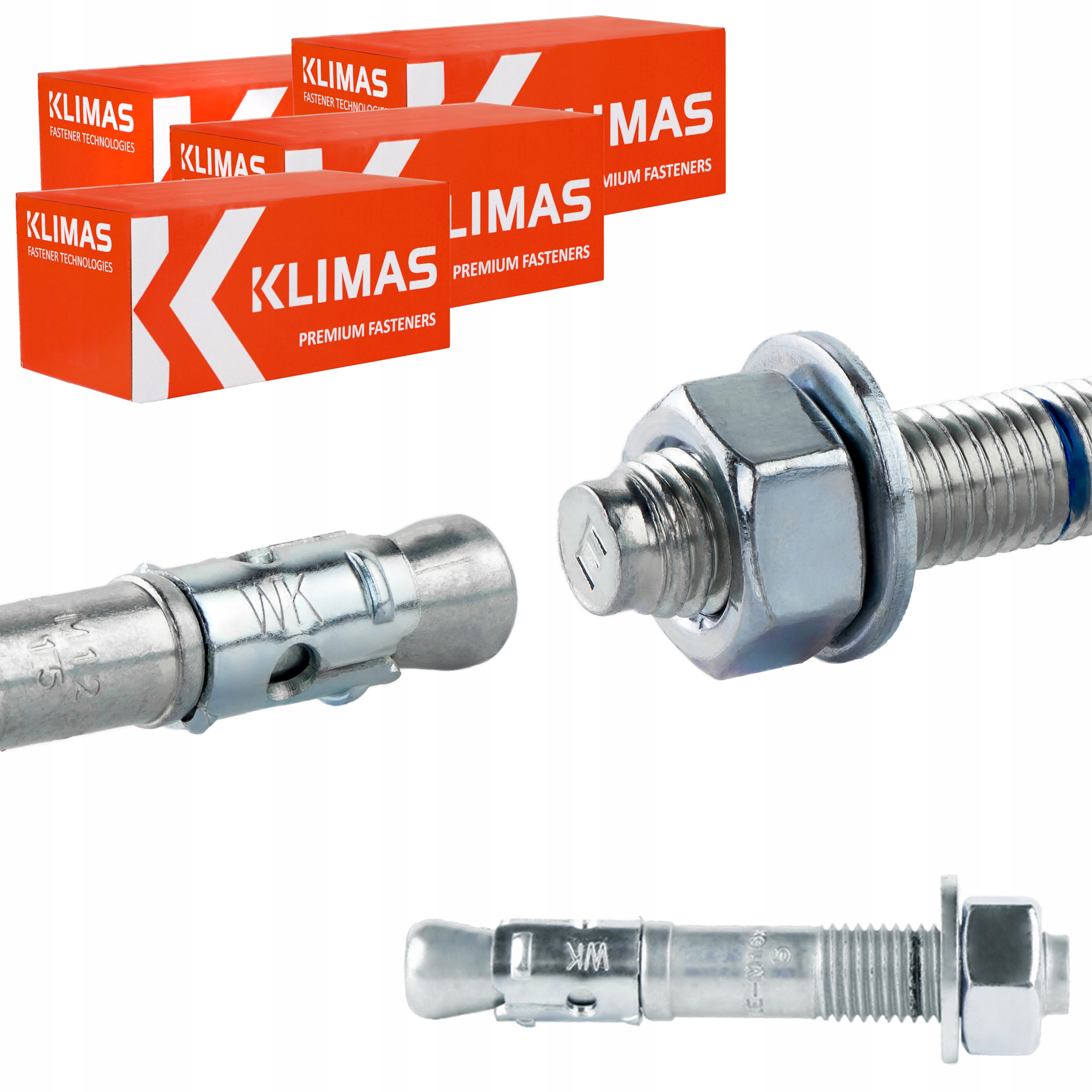 Oceľové kotvy do betónu M16 x 105 mm 100 ks mechanické Klimas Le-zn