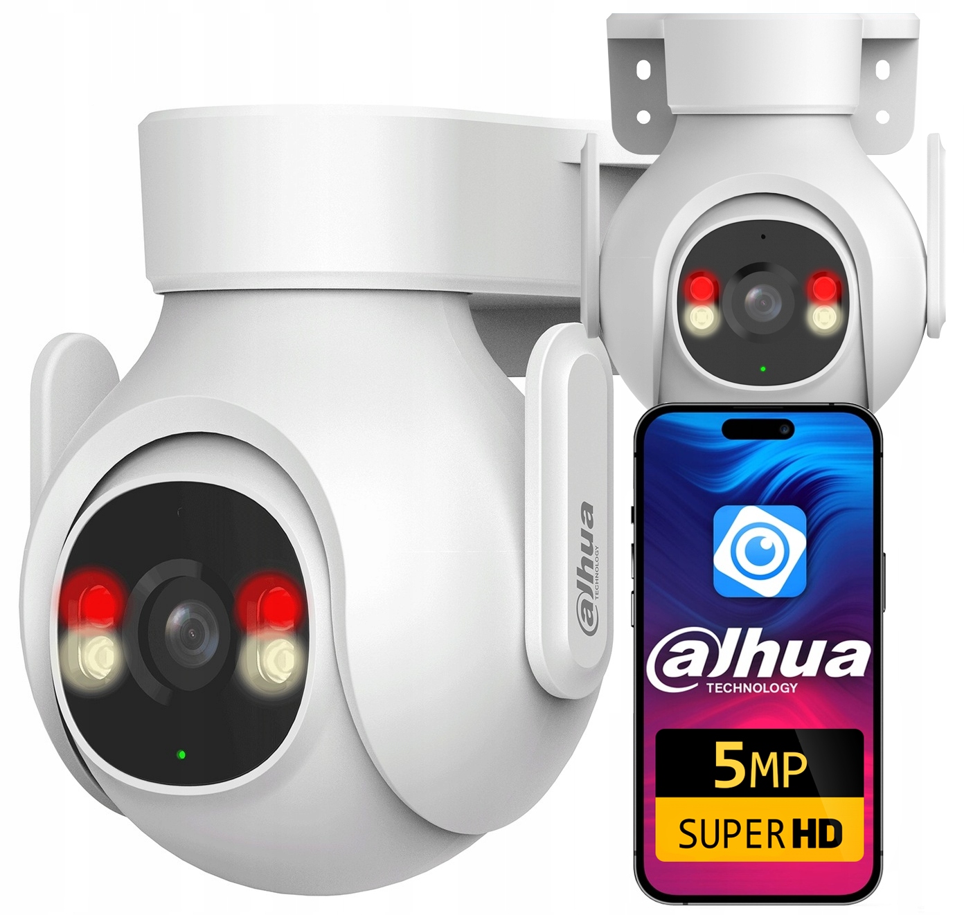 Otočná WiFi kamera Dahua 5Mpx 3K P5B-PV Venkovní mikrofon Reproduktor