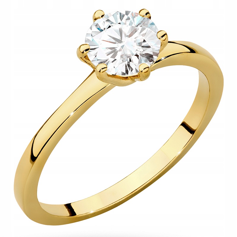 Krásný Zlatý Prstýnek pr. 585 14k s laboratorním diamantem 1,00ct