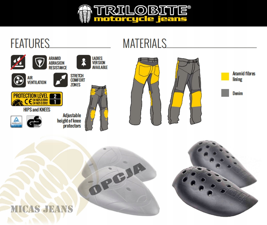Spodnie Motocyklowe KEVLAR TRILOBITE MICAS r.30 | SALE -30% Materiał jeans