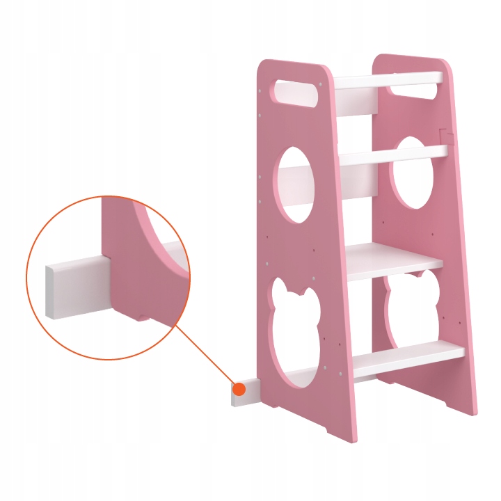 POMOCNIK KUCHENNY KITCHEN HELPER dziecięcy MONTESSORI RÓŻOWY/BIAŁY MIŚ Kolekcja Kitchen HELPER