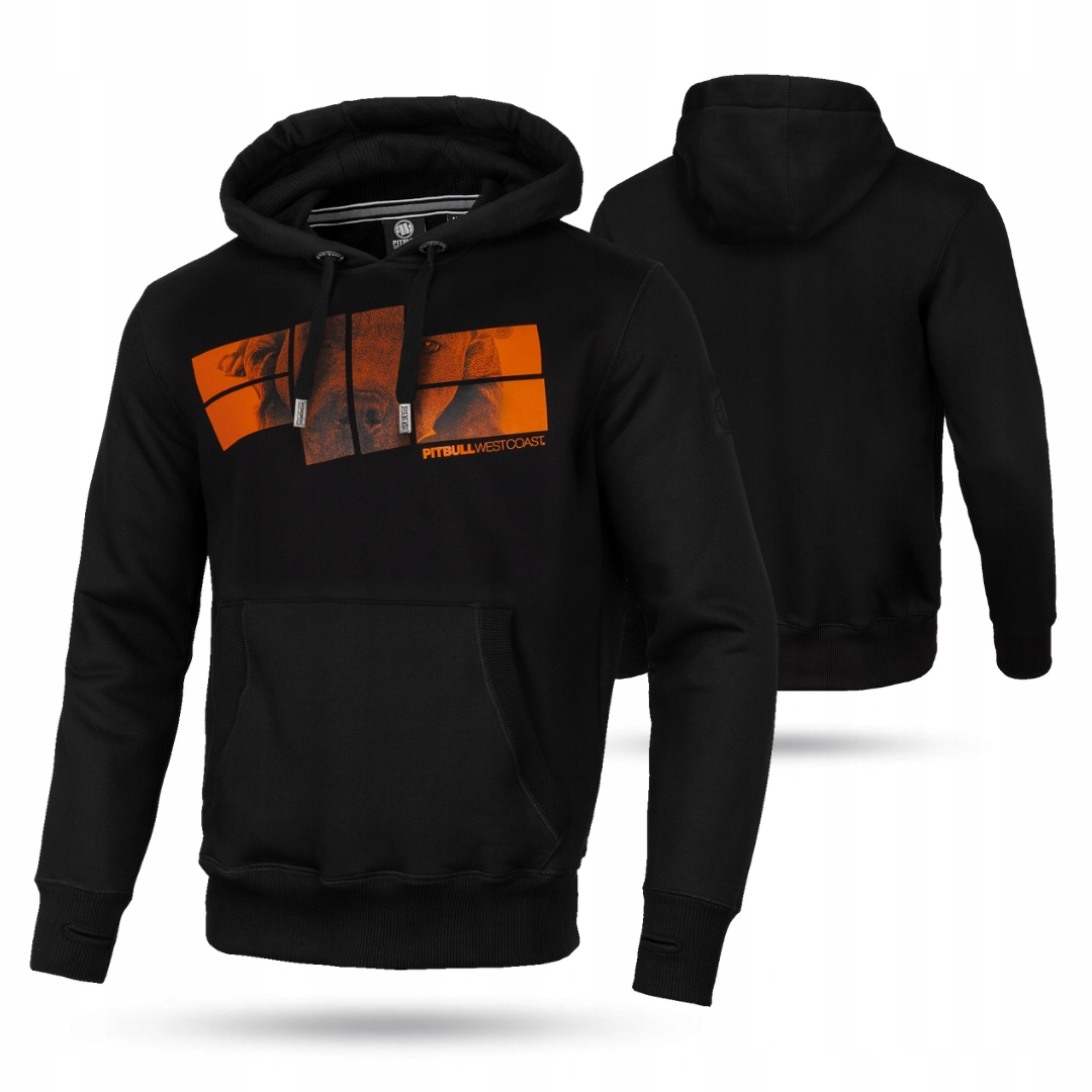 MĘSKA BLUZA SPORTOWA Z KAPTUREM PIT BULL CZARNA