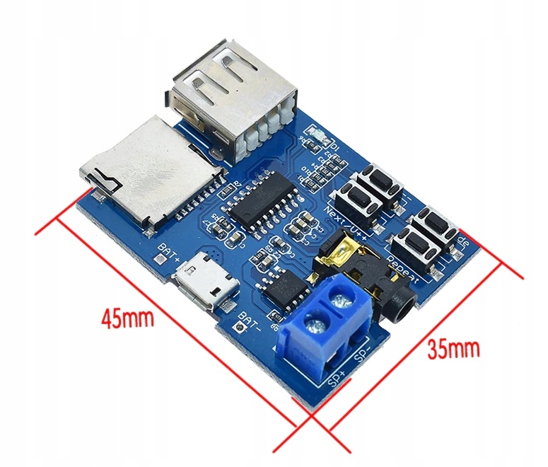 Odtwarzacz MP3 SD USB+ wzmacniacz Mono 3W moduł Kod producenta Odtwarzacz MP3 SD USB+ wzmacniacz Mono moduł