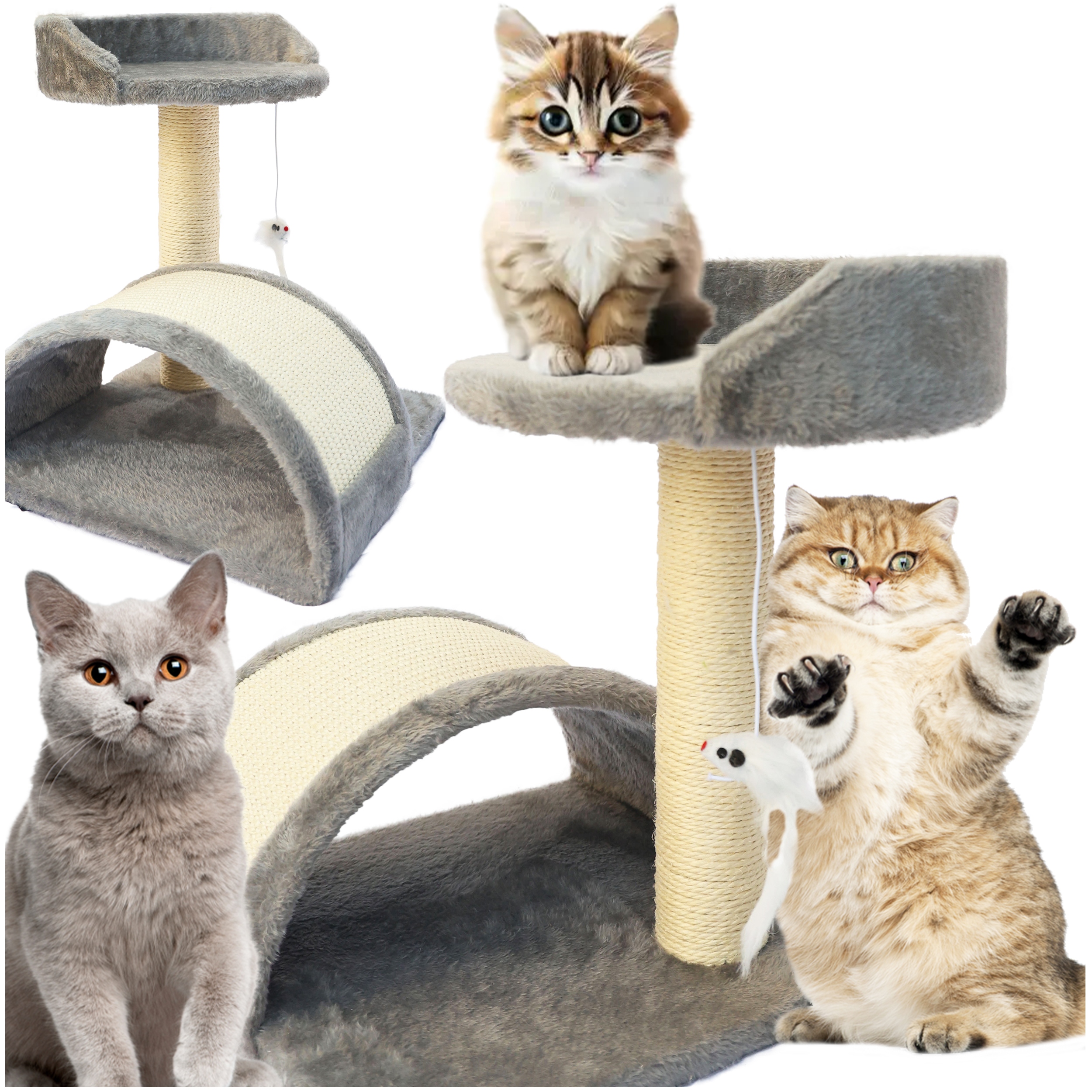 Wieża Legowisko Drapak Dla Kota do leżenia Domek Budka 4 Poz. Tunel Zabawka