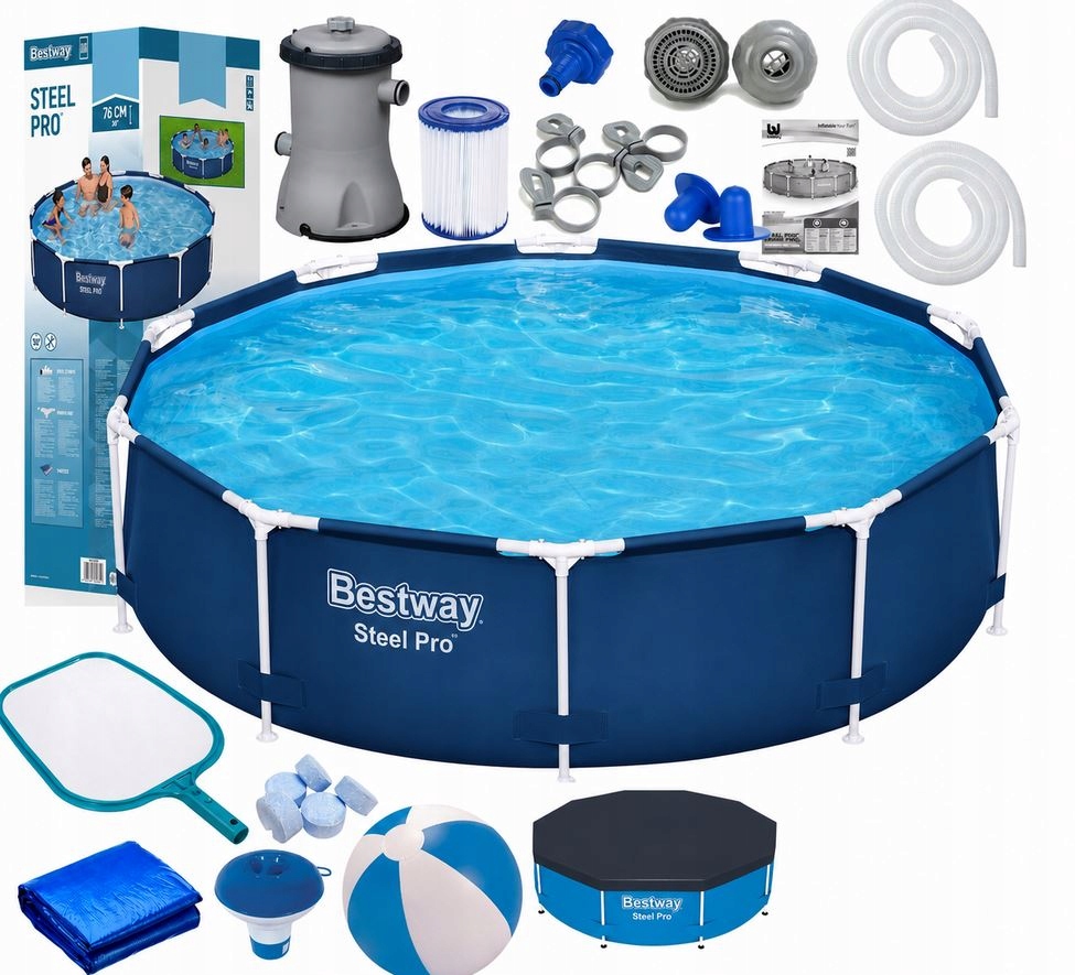 Zestaw Basen stelażowy Bestway 366 x 76 cm Steel Pro 18W1 Duży Okrągły