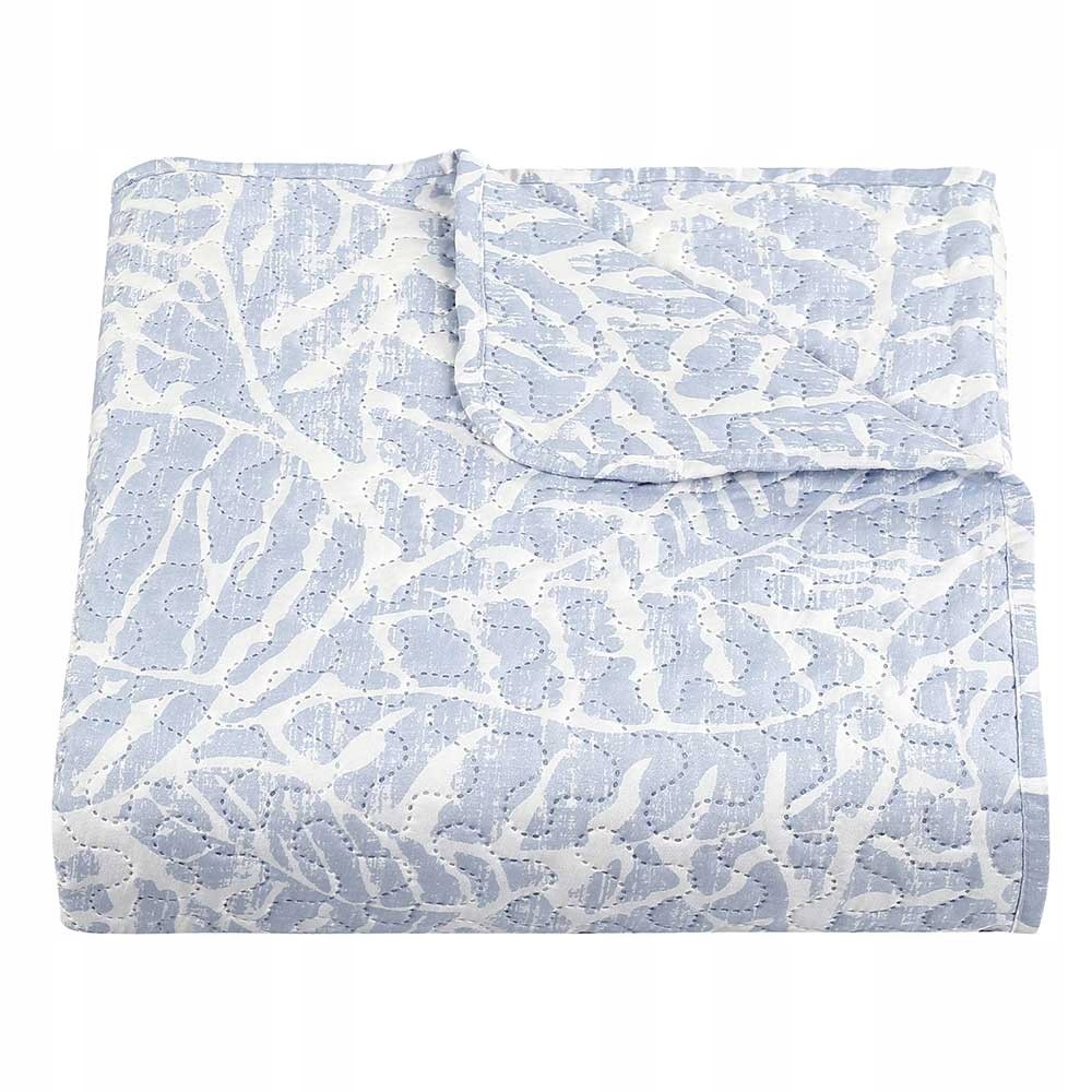 Prošívaný přehoz Remo 220x240 modré listy