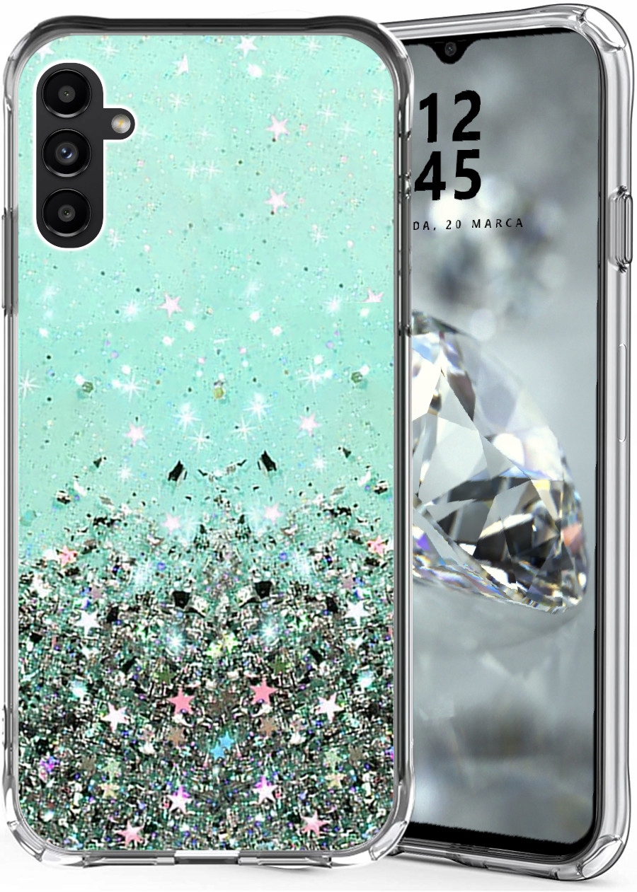 

Etui Do Samsung A14 4G 5G Kolorowy Brokat Szkło