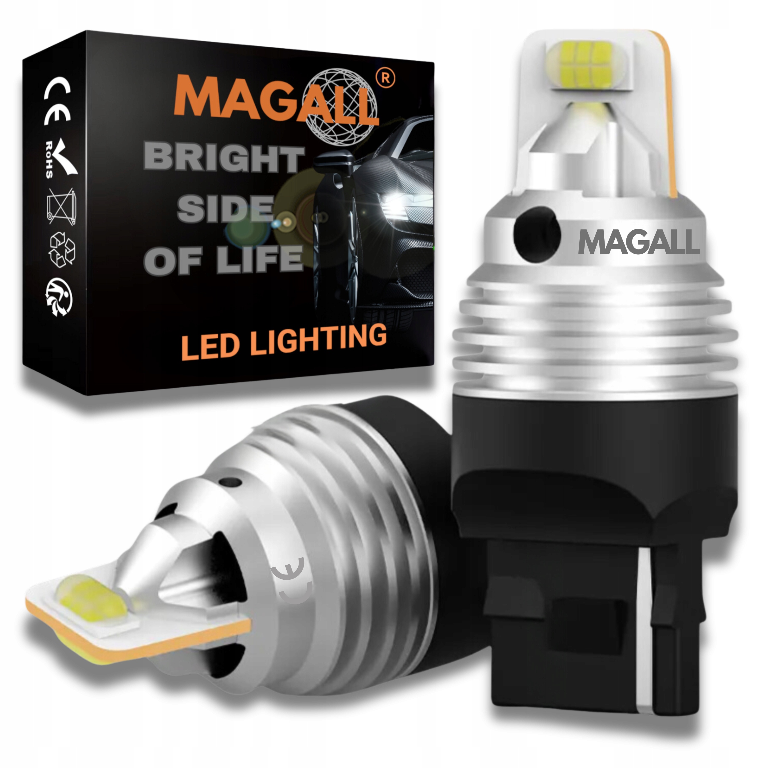 Żarówki Led W21W T20 7440 Magall Białe Mocne 1600LM 12V Drl Wsteczny