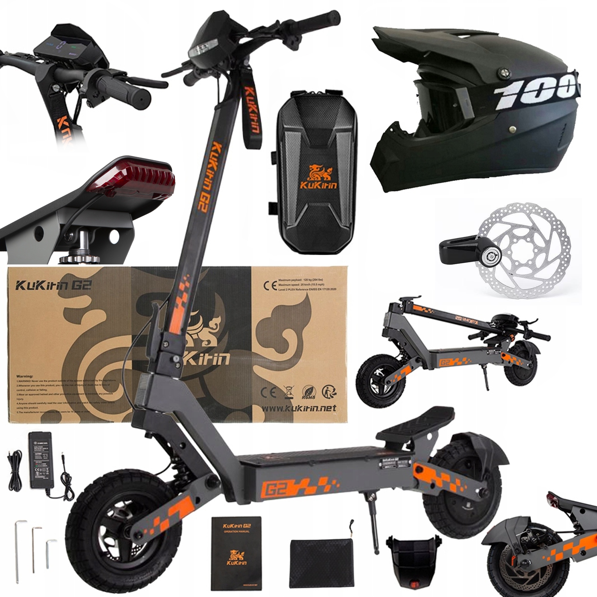 KuKirin G2 Składany Pojazd elektryczny 48V15AH 1200W 45KM/H 55KM PL+prezent
