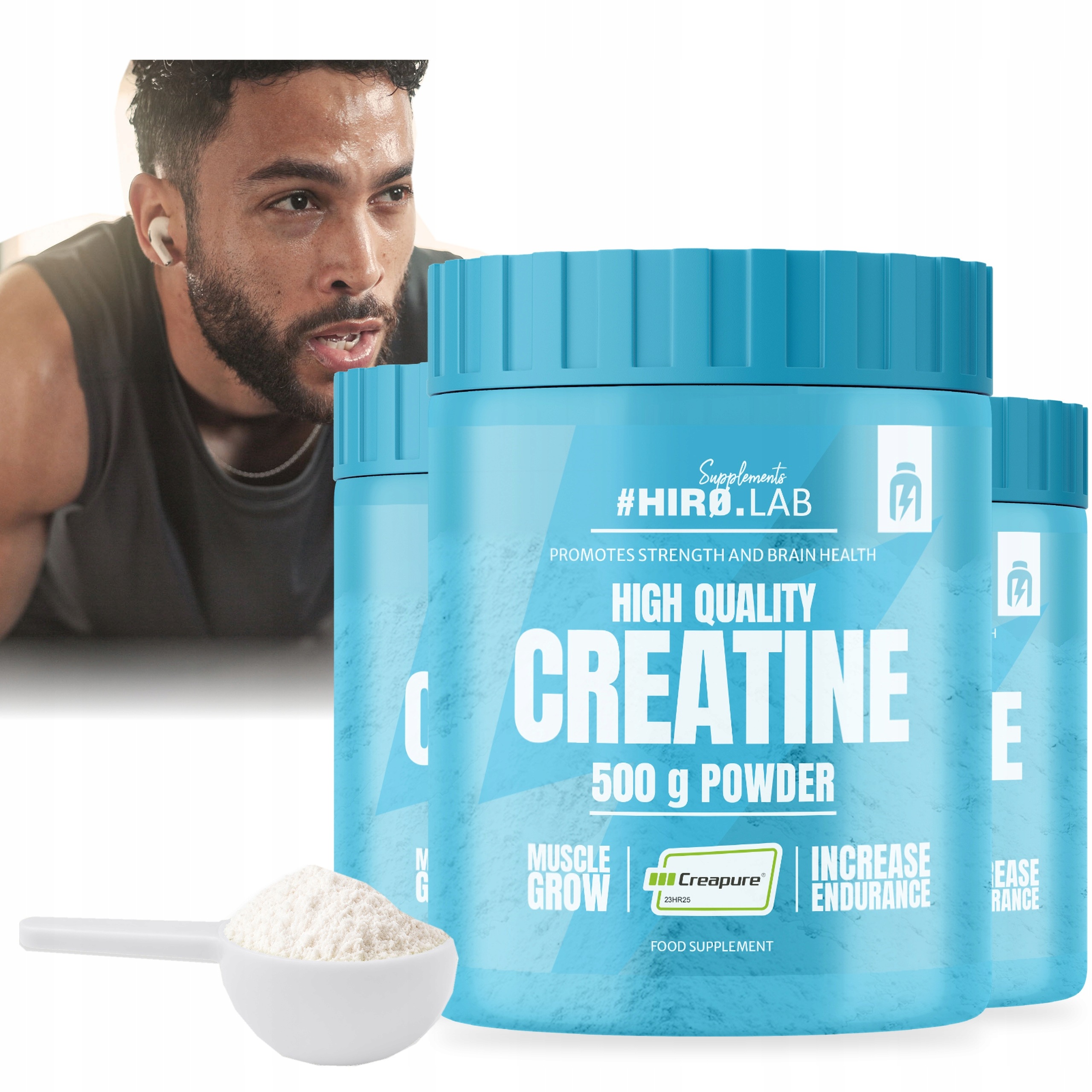 3x Kreatin Monohydrát Creapure 500g Hořčík Citrát Vitamín B12 Hiro.Lab