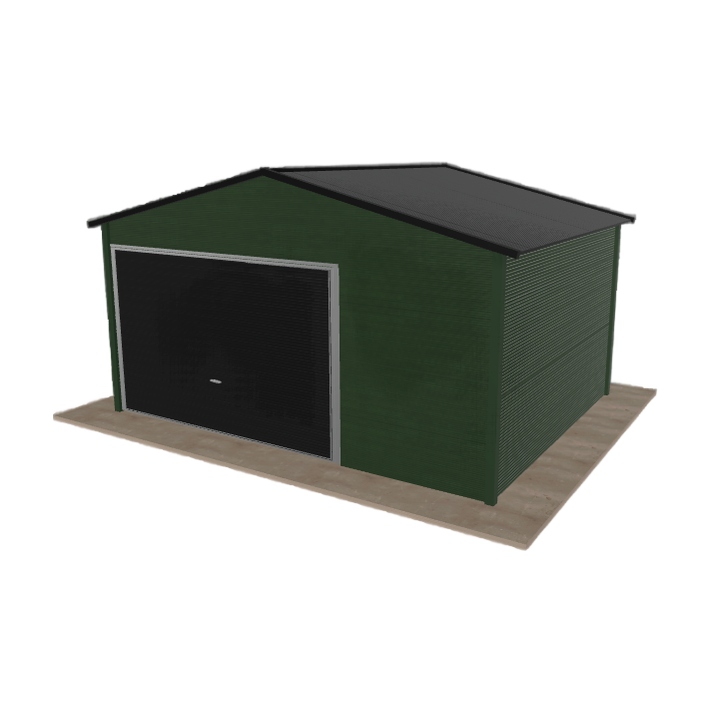 Plechová garáž 4.5x3.5 m jednopolohová, dvouspádová, zelená