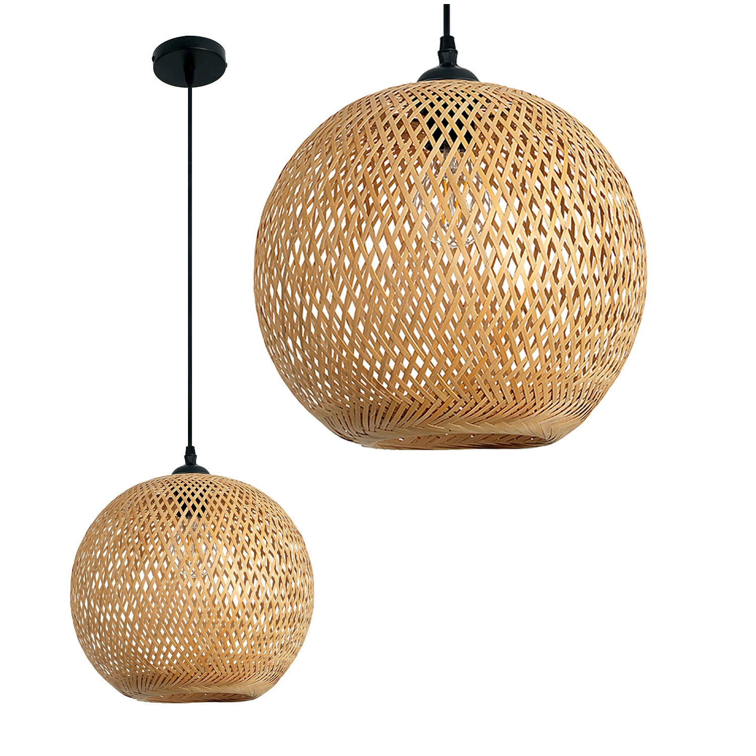 Závesná stropná lampa Boho štýl Bambusové tienidlo 40 cm do obývačky Prírodná