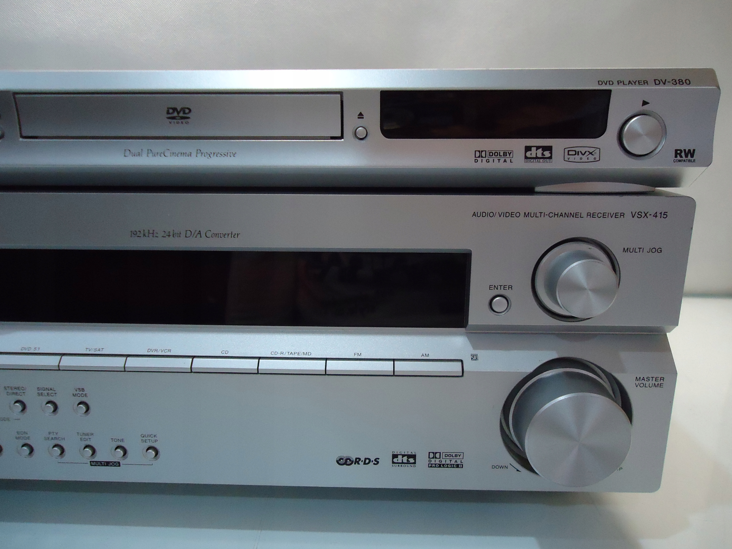 AMPLITUNER PIONEER VSX-415-S+DVD DV-380-S +PAPIERY System dźwięku 5.1