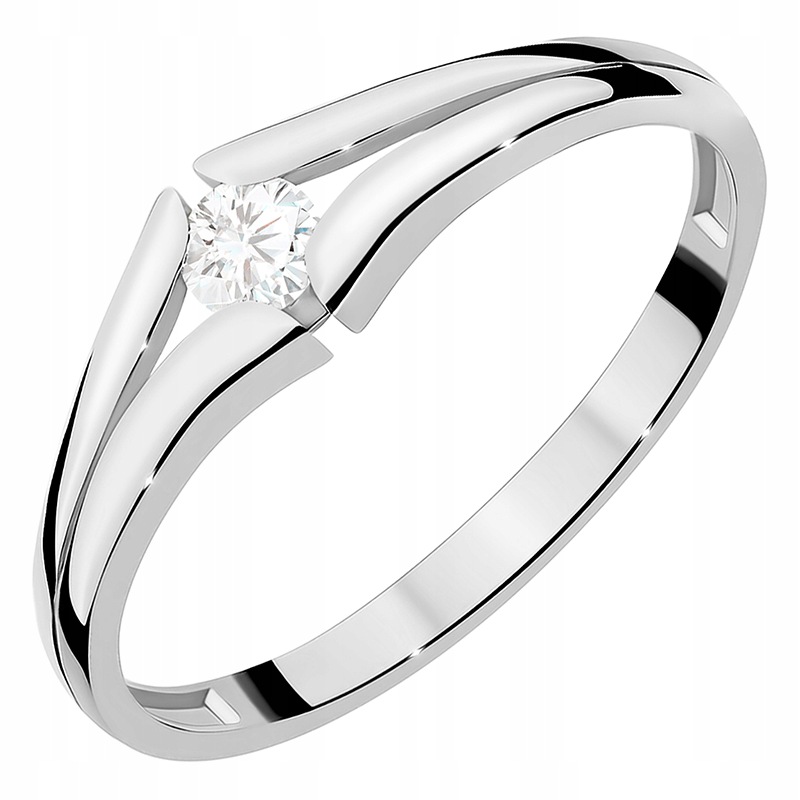 Dvoubarevný Zlatý Prstýnek pr. 585 14k s briliantem 0.10ct Gravírování