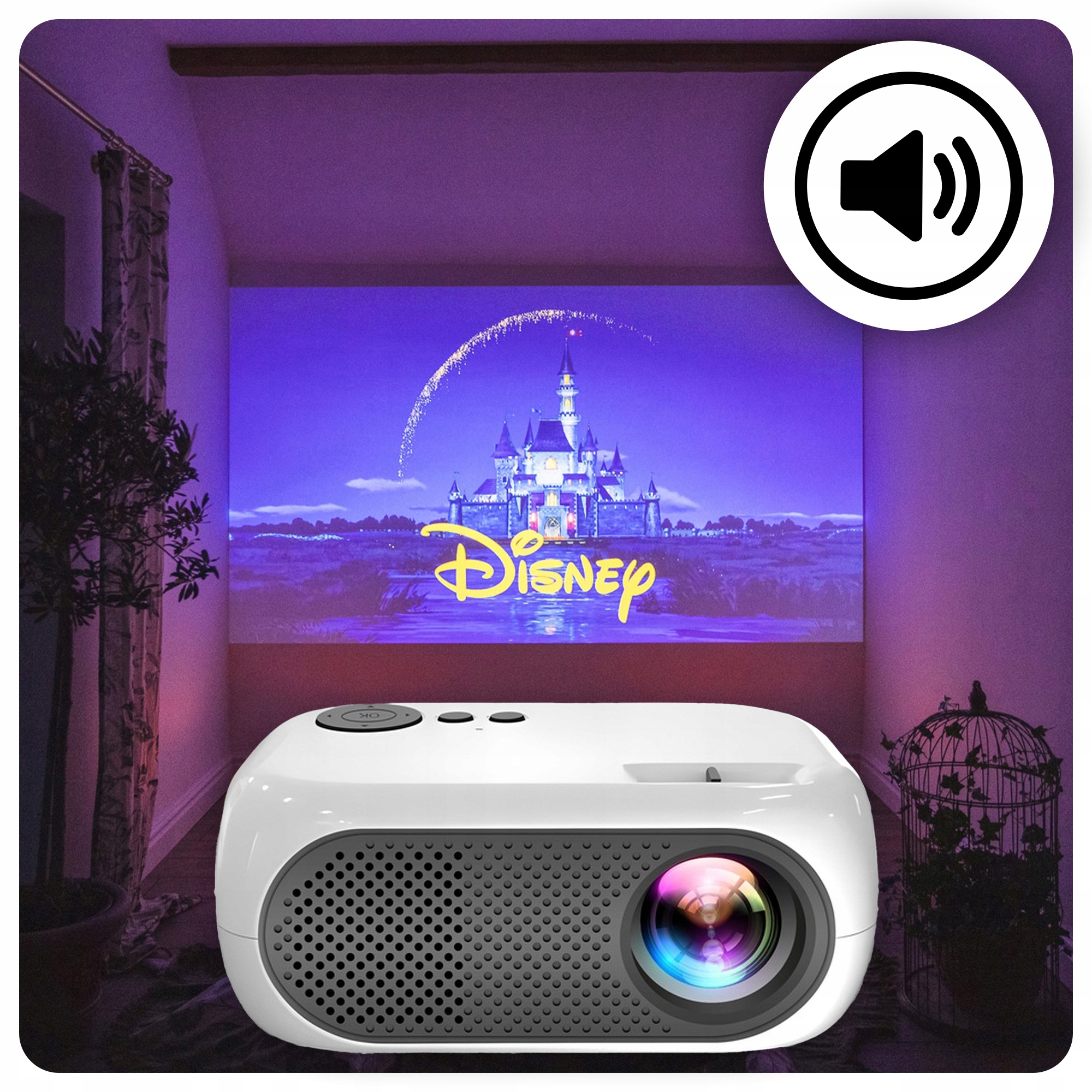 PROJEKTOR RZUTNIK FULLHD MULTIMEDIALNY SMART TV PRZENOŚNY USB HDMI MICROSD Wbudowane głośniki tak