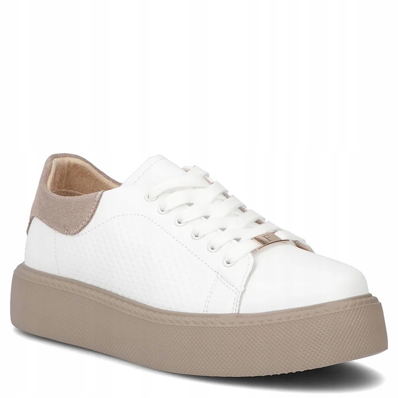 Filippo DP7502 Bílé Béžové Kožené Tenisky 38