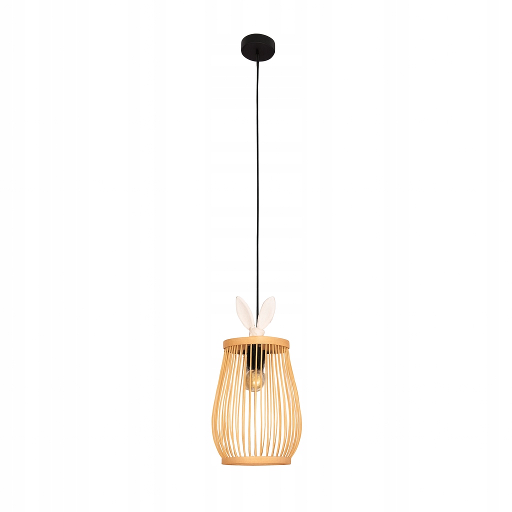 Závěsná ratanová lampa Bambus Boho Dřevo Loft pták