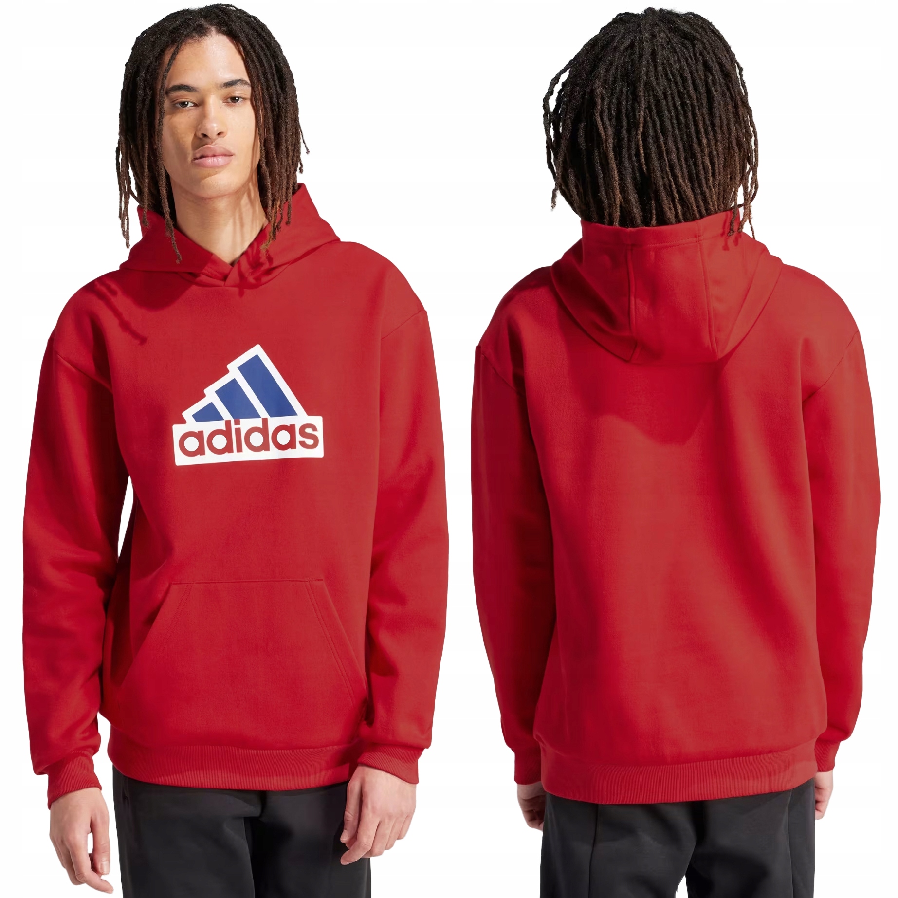 Bluza męska z kapturem Adidas Badge Of Sport czerwona r. XL