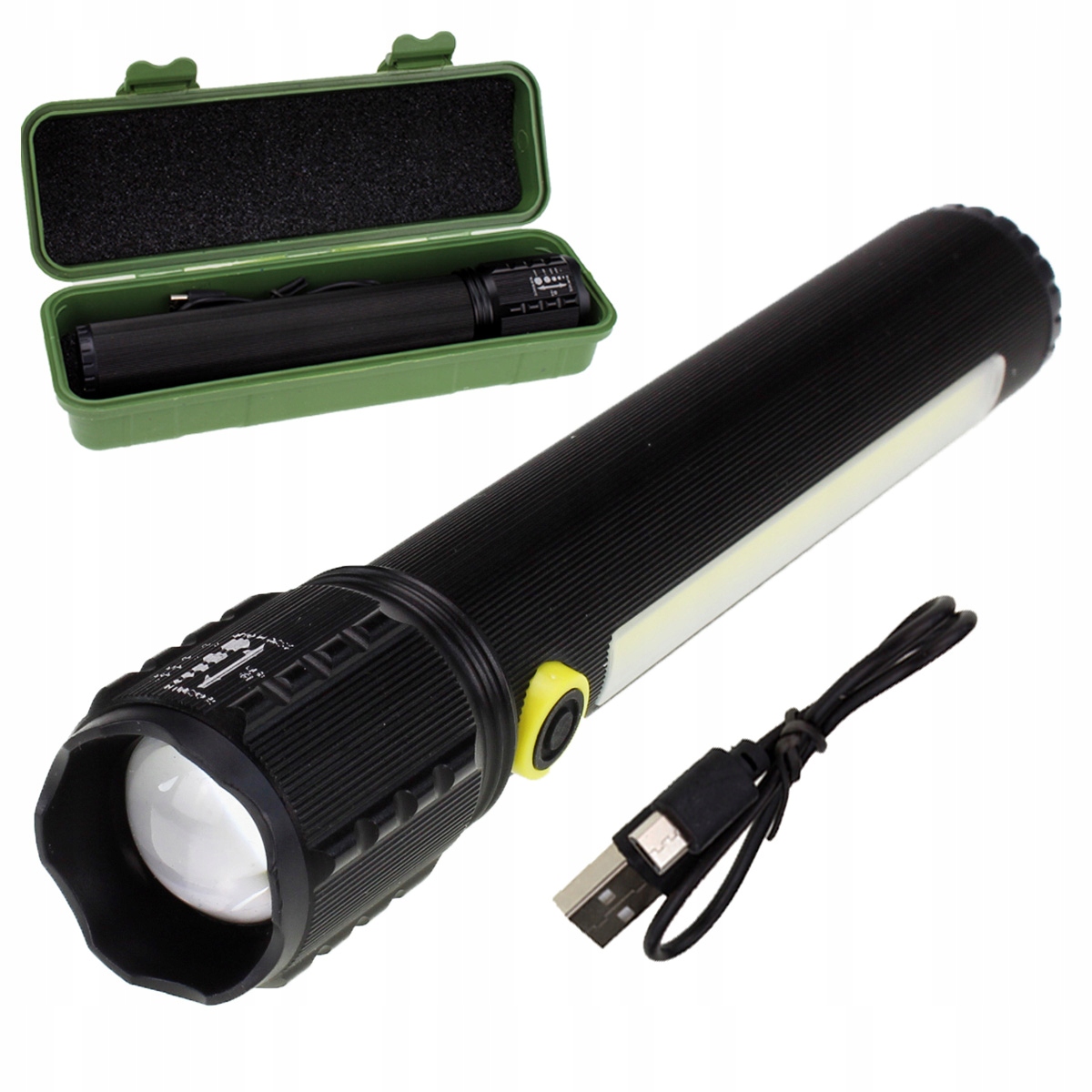 

Latarka Taktyczna Akumulatorowa Led Zoom 3 Tryby