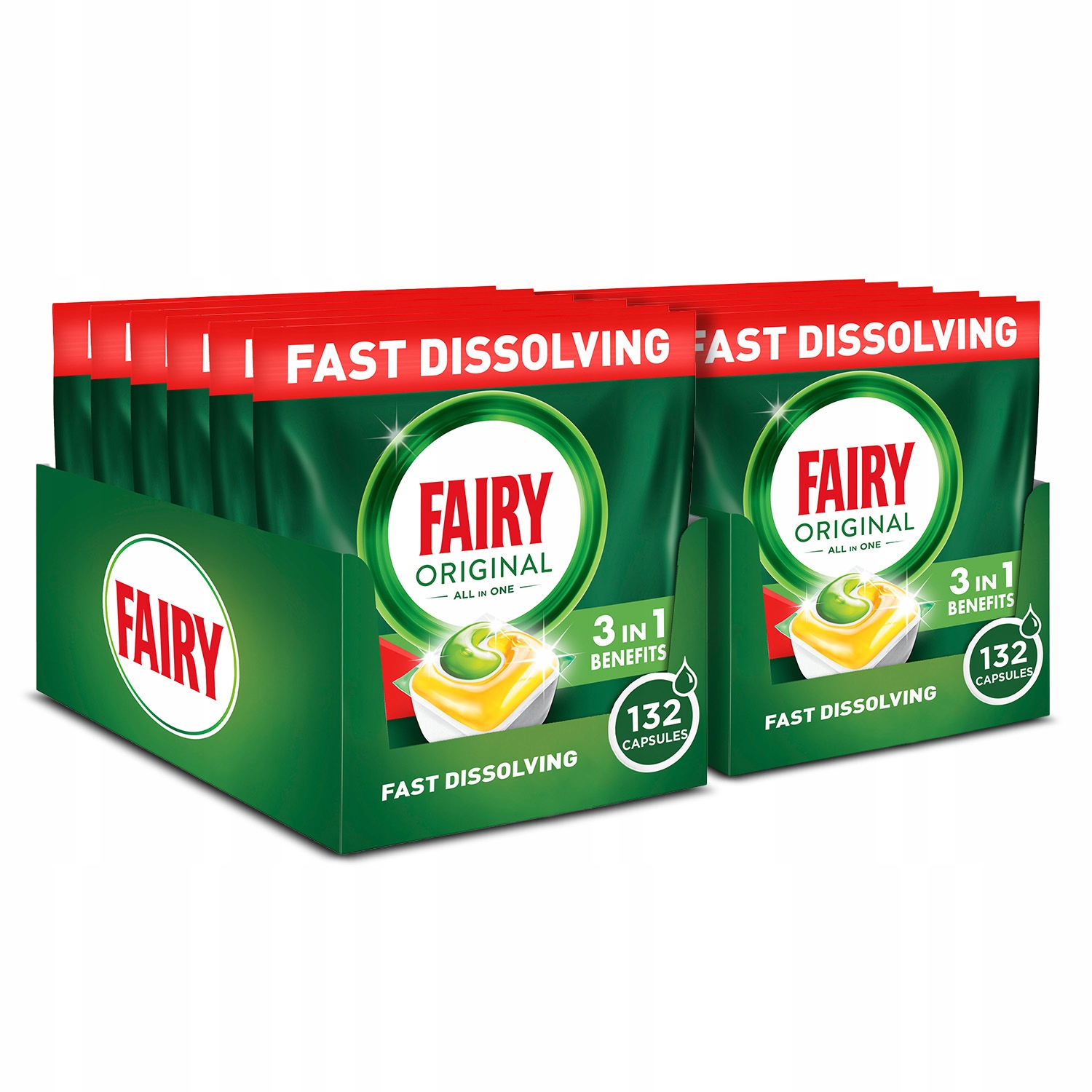 Zestaw Fairy Original All In One Kapsułki do zmywarki Cytryna 12x22 =264szt