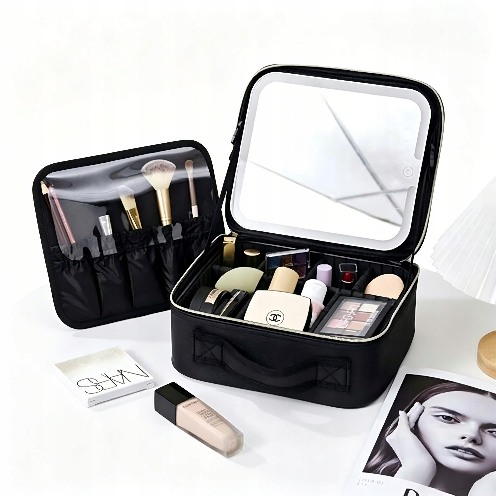 Kosmetická Taška S Led Zrcátkem, Kožená Jako Dárek, Kufřík, Make-up