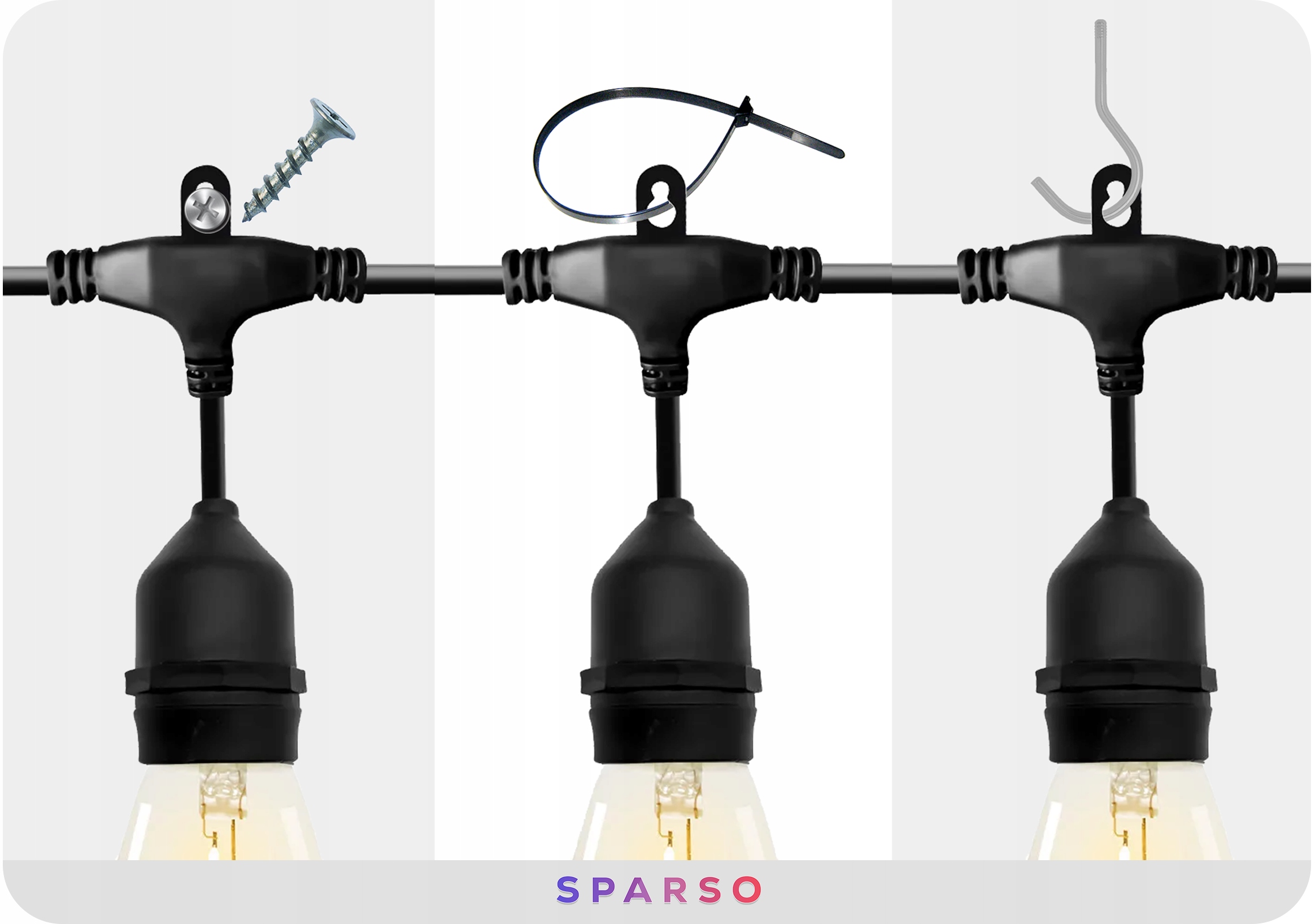 GIRLANDA OGRODOWA LED 20m Lampki Świetlna Łańcuch WODOODPORNA 21x Żarówki Kod producenta Lampki ogrodowe LED 21x E27 Girlanda ogrodowa