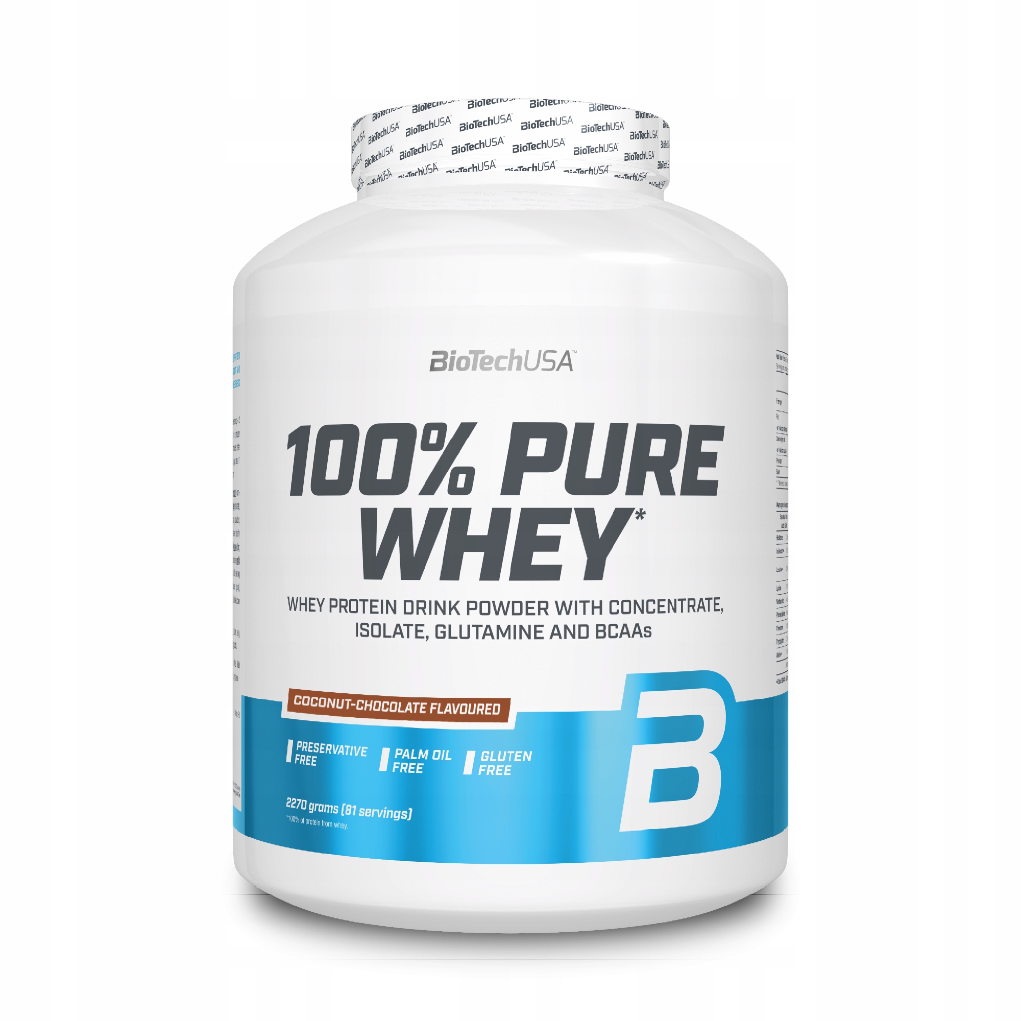 BioTech USA 100% Pure Whey 2270 g Protein WPC + WPI Čokoláda-kokos