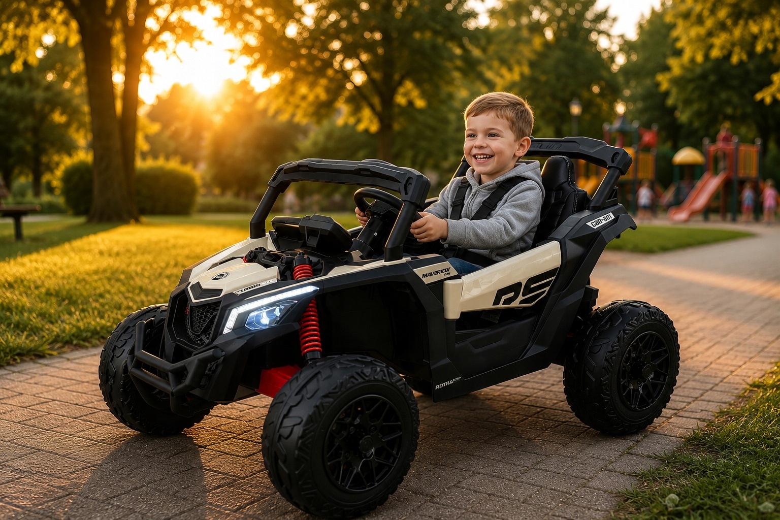Auto na akumulator pilot skóra EVA 4x4 180W MAVERIK CAN-AN złoty PRAWKO