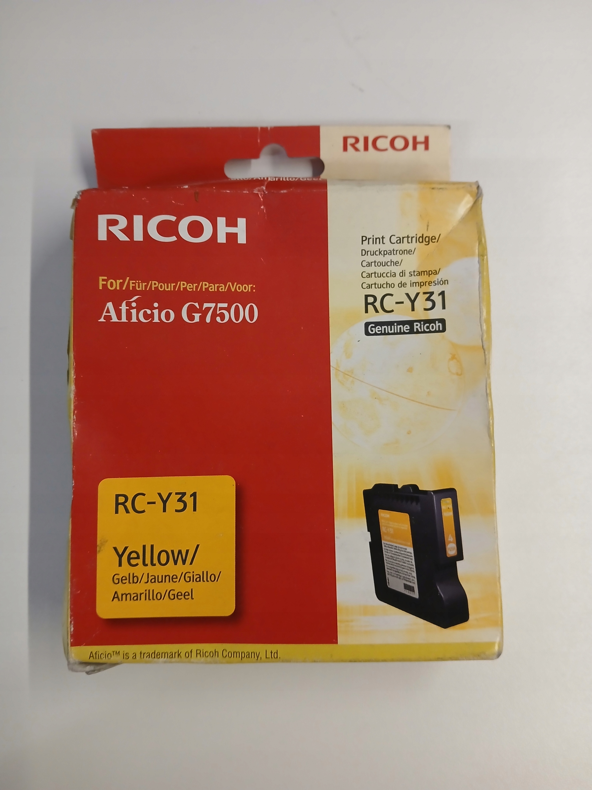 Gelový inkoust Ricoh RC-Y31 Yellow Originál Aficio G7500