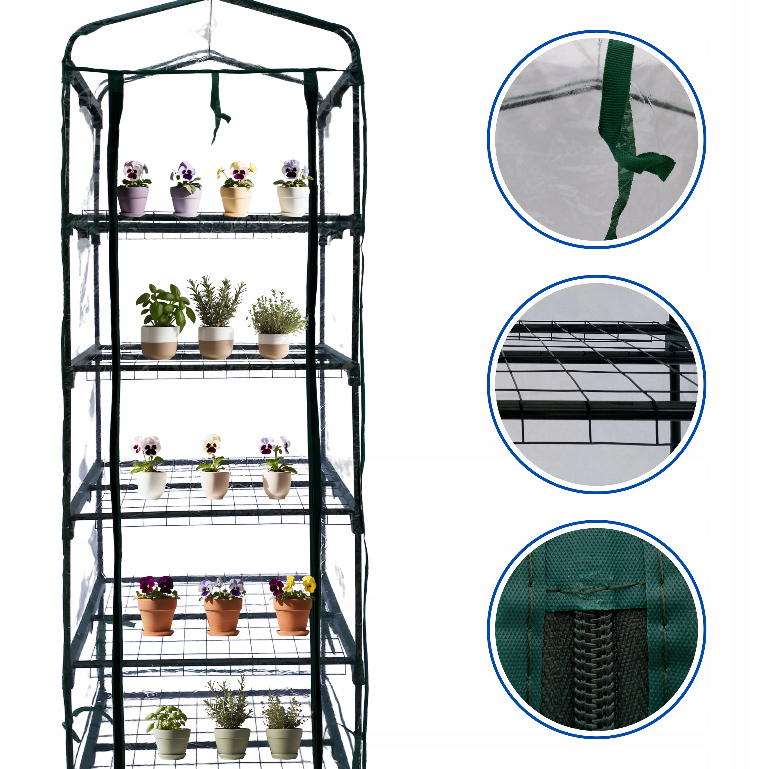 Szklarnia Balkonowa 5 Półek Biała 69x49x192 Folia Szafka Ogrodowa