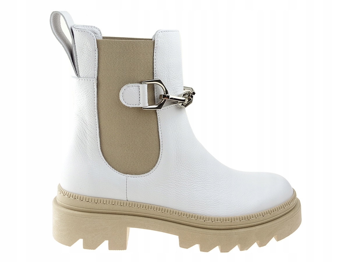 Nessi buty botki platformy 22357 białe skóra 39