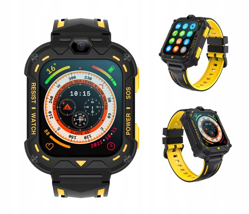 Smartwatch Dla Dzieci K39H 1,83'–GPS, Sos, 4G Wifi, Sim, Kamera Żółty
