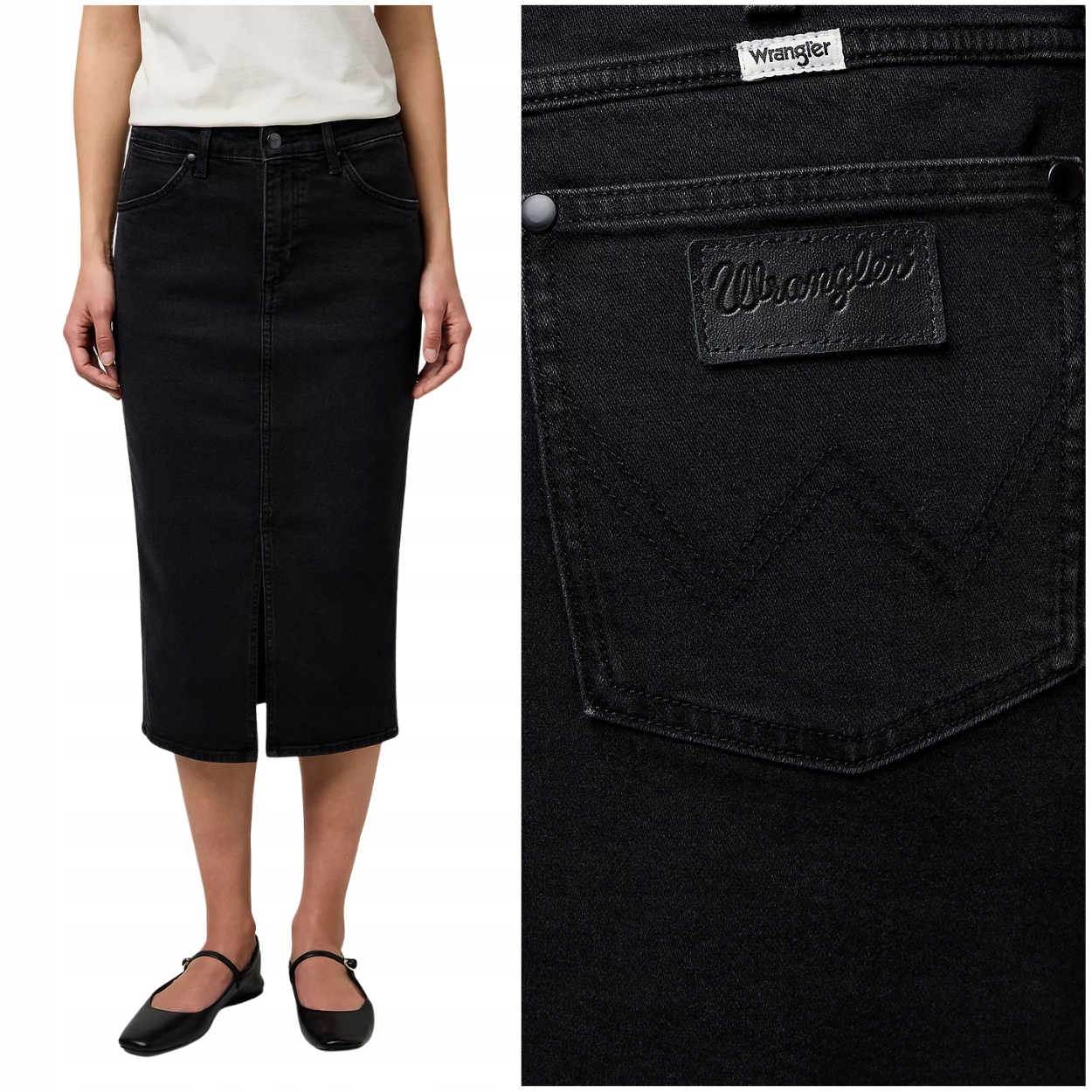 Wrangler Pencil Skirt tužková džínová sukně s rozparkem vpředu S