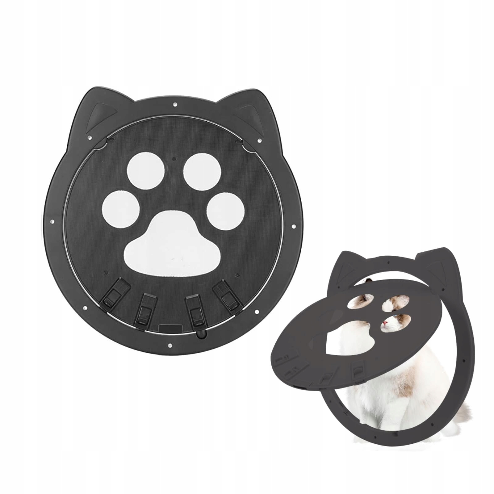 Levně Sonwaha Dveře Pro Kočky se síťkou na hmyz Automatické zavírání Černá