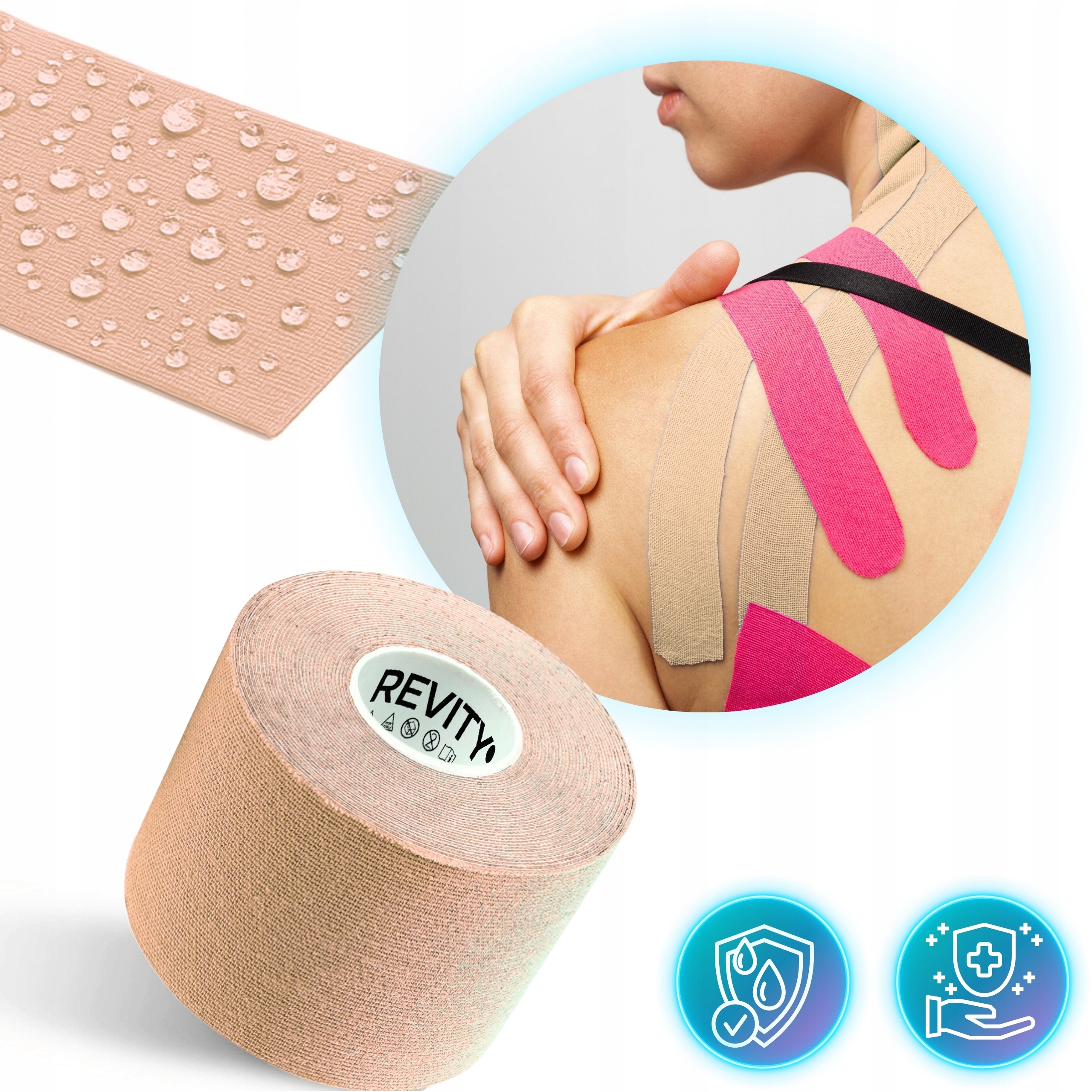 TAŚMA DO BIUSTU TAPINGU TWARZY 5m KINEZJOLOGICZNA KINESIO LIFT TAPE TEJPY Marka Revity