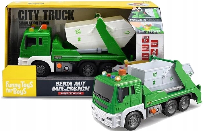 ŚMIECIARKA AUTO MIEJSKIE CIĘŻARÓWKA ŚWIATŁO DŹWIĘK Wiek dziecka 3 lata +
