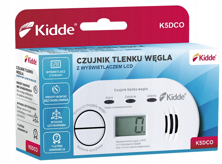 

Czujnik Czadu tlenku węgla Kidde K5DCO LCD 10LAT
