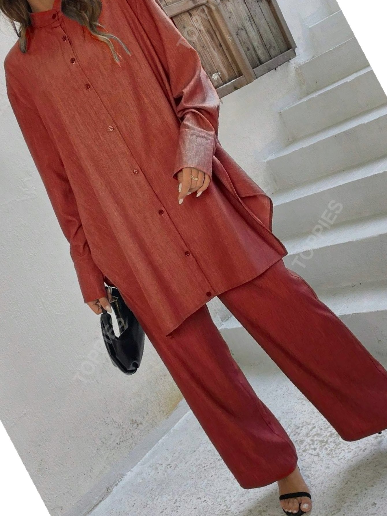 Dámský komplet Oversize kalhoty Košile Toppies Návštěvní M 38