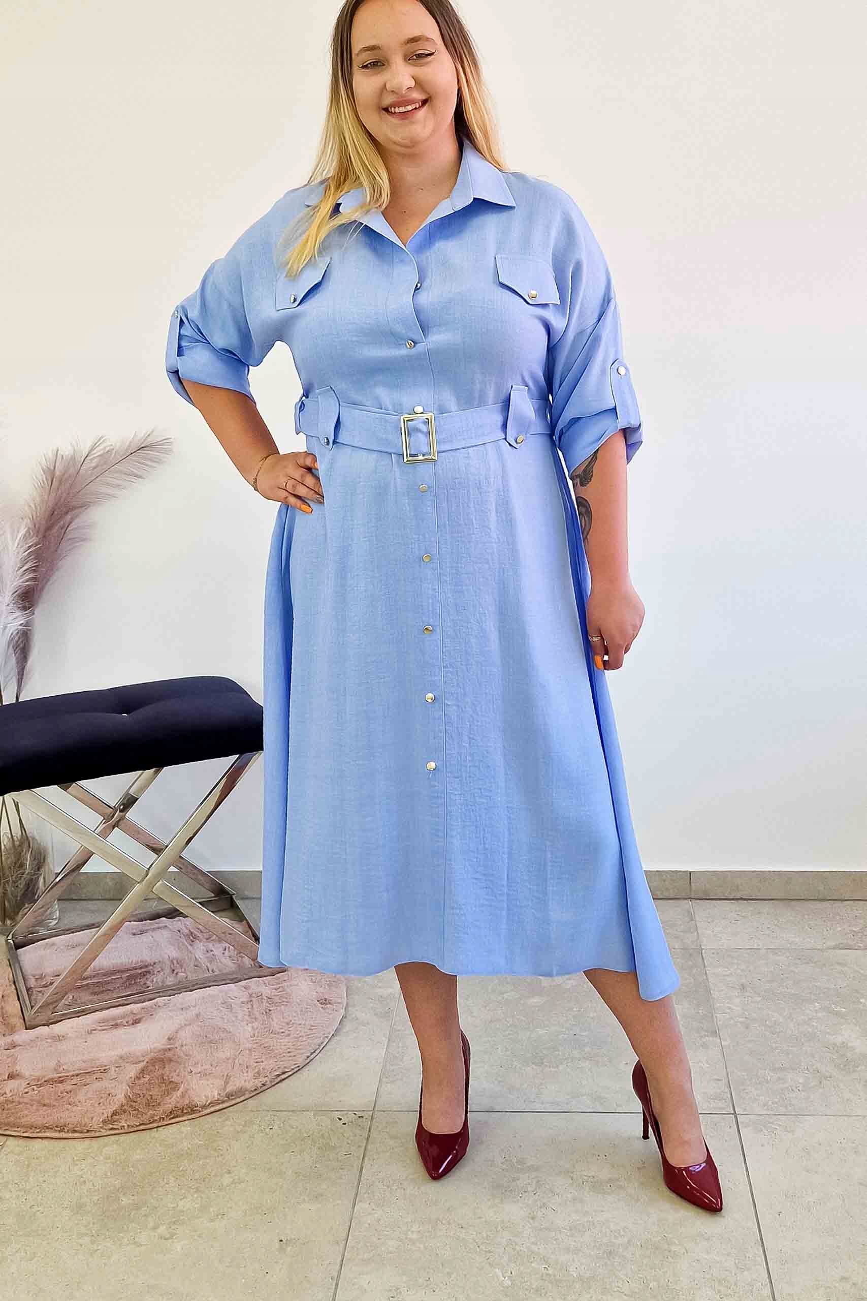 Elegantní Šaty Maxi s páskem Modrá 2