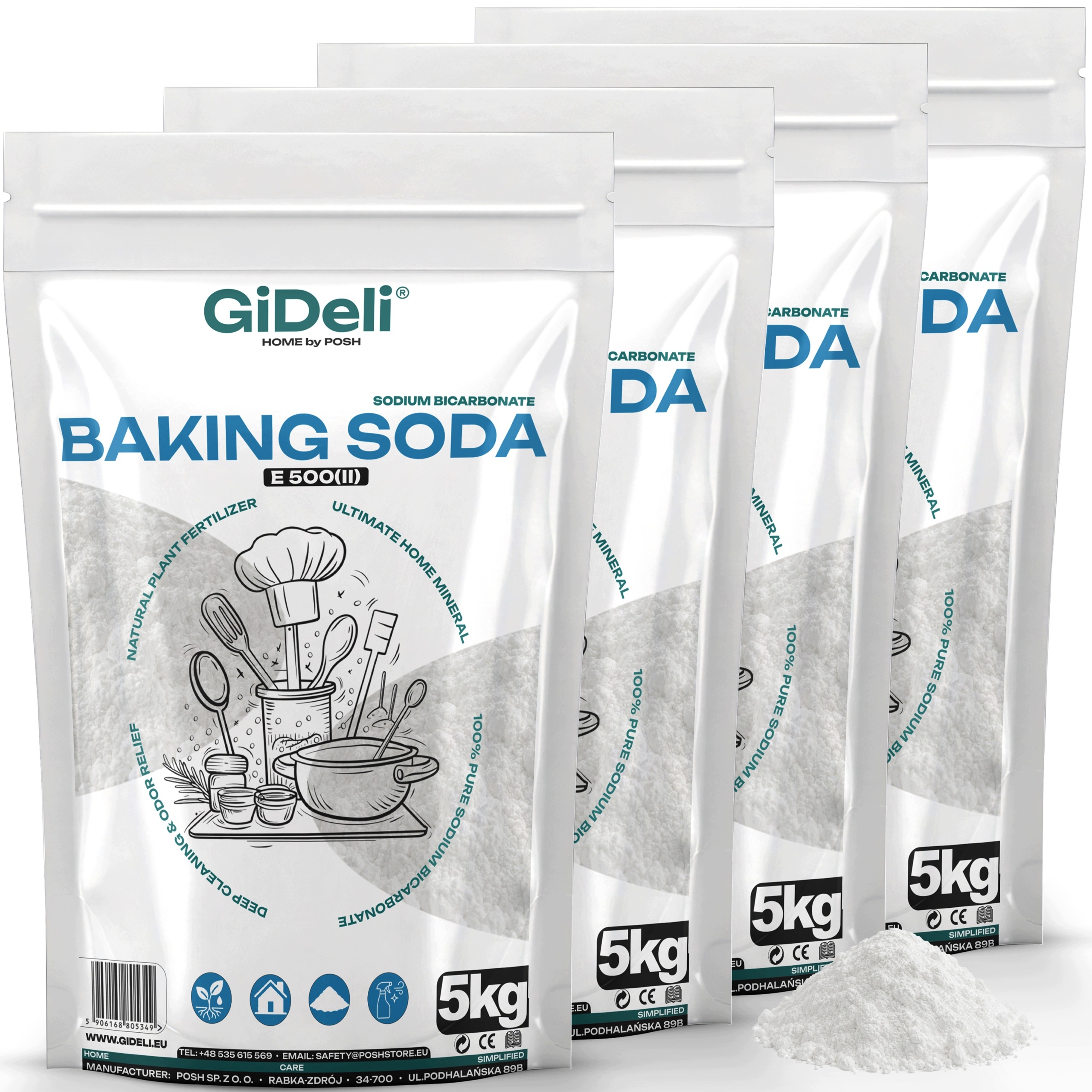 Jedlá soda 4 x 5 kg, čistý hydrogenuhličitan sodný E500