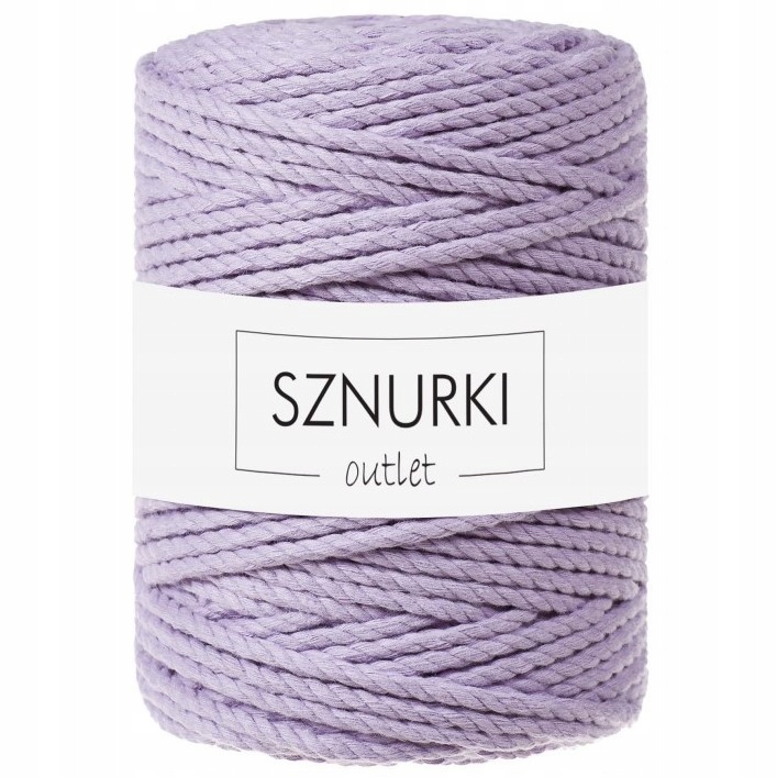 Sznurki Outlet bawełniany 3PLY 5mm 100m Lawendowy
